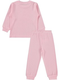 Resim Minidamla Gülen Yüz Baskılı 1-7 Yaş Pijama Takımı - Pembe - Pembe / 6-7 Yaş 
