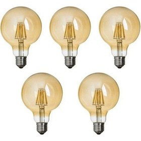 Resim G95 Rustik Led Ampul 4 Watt Gün Işığı Yuvarlak Rustik Glop Ampul 5 Adet 
