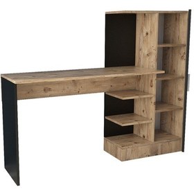 Resim Robinhome Robin Home Arthur Kitaplıklı Çalışma Masası Çam Siyah (468193295) Siyah 