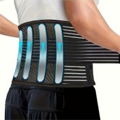 Resim Çelik Plaka Güçlendirilmiş Ayarlanabilir Nefes Alabilir File Bel Destek Kemeri - Spor, Fitness & Ağırlık Kaldırma için Elastik Sıkıştırma Antrenörü, Cırt Cırt Kapatma, Sadece Elde Yıkama 