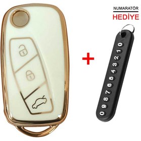 Resim babikamium Fiat Linea, Ducato, Boxer, Jumper Sıstalı Beyaz Oto Anahtar Kumanda Kabı Kılıfı Oto Anahtarlık 