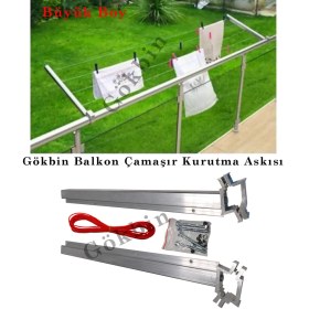 Resim Gökbin Demir Balkon Korkuluk Çamaşır Kurutma Askılığı Alüminyum Küpeşte Çamaşırlık 