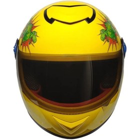 Resim MOTOANL Motosiklet Çocuk Kaskı Full Face Pp Metreal Dino Yellow 
