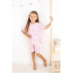 Resim Kız Çocuk Pamuklu Penye Kumaş Şortlu Pijama Takımı Çok Renkli 