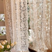 Resim 2 Parça Vintage Jakar Düz Perde Seti, Polyester Mesh Dantel İşlemeli Dekoratif Paneller için Yatak Odası, Mutfak, Restoranlar - Yıkanabilir, Çizgili, Romantizm Teması, Tüm Mevsim 
