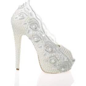 Resim Çnr&Dvs Sedef İnci Taş Işlemeli Gelin Ayakkabı 4004CNR 