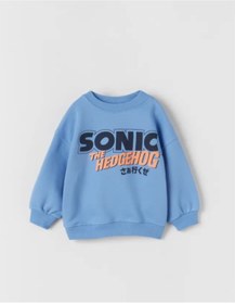 Resim sugu Sonic Baskılı Mavi Bebek Sweatshirt, Çocuk Sweatshirt 