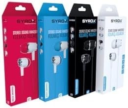 Resim Syrox K17 1.20mt 3.5mm AUX Kablolu Mikrofonlu Kulakiçi Kulaklık - Siyah 