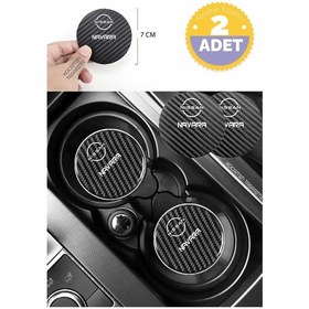 Resim Nissan Navara Siyah Karbon 7 Cm Bardak Altlığı Nissan Yazılı Navara Logolu 2 Adet Dayanıklı Şık Tasarım 2 Adet 