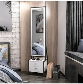 Resim Minar Elegante Aynalı Hareketli Çekmeceli Takı Dolabı Beyaz 