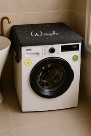 Resim Hanles Wash Nakış Işlemeli Çamaşır Makine Örtüsü Düzenleyici Banyo Dekorasyon Kılıf 
