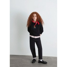 Resim Mavi Köpek Nakışlı Kız Çocuk Sweatshirt (M7S10132-900) 