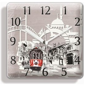 Resim Istanbul Taksim Tramvay Tramway Mıknatıslı Buzdolabı Duvar Saati Çok Renkli 