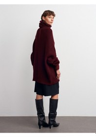 Resim Dilvin 2268 Balıkçı Yaka Geniş Kazak-koyu Bordo Koyu Bordo 