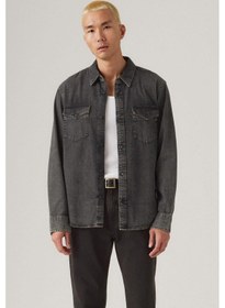 Resim Relaxed Fit Western Night Shadow Black W Erkek Gömlek-9392 Siyah 