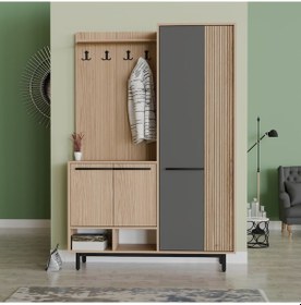 Resim Abre Plaza Portmanto Vestiyer Ayakkabılık Meşe - Antrasit 