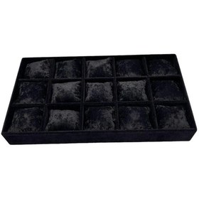 Resim Anzac Model Süet Kumaş Siyah Renk 15 Yastıklı Çekmece İçi Takı Kutusu 