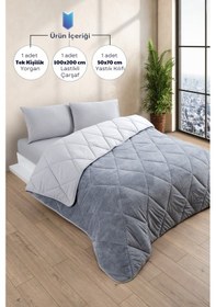 Resim Tek Kişilik Wellsoft Yorgan - Çarşaflı Yastık Kılıflı Uyku Seti Gri 