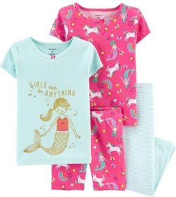 Resim Carter's Carters Kız Bebek Deniz Kızı Desenli 4'lü Fit Pamuk Pijama 