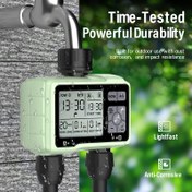 Resim 1 adet, Büyük Ekran 2-Çıkışlı Su Saati 2-Bölge Bireysel Kontrol Bahçe Sulama Yardımcısı 16.0 * 15.01 * 6.5 Cm, Damlama Su Sızıntı Cihazı, Balkon Sukulent Püskürtücü, Duş Çiçekleri 