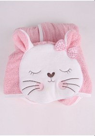 Resim Baveno %100 Pamuklu Kedi Desenli Çocuk Bornozu Pembe 