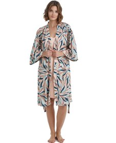 Resim Kadın Sabahlık 51365 - Geometrik Baskı Çok Renkli 