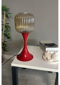 Resim Soto Bal Rengi Cam Masa Lambası Dekoratif Abajur Çocuk Odası Başucu Lambası Okuma Lambası Natural 