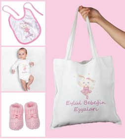Resim Ejoya Bebeklere Özel Çantasında Kişiye Özel Zıbın Önük Ve Patik Bebek Hediye Seti 109772 