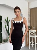 Resim Mıng Çiçek Detaylı Elbise Siyah 