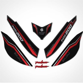 Resim Redline Grafik Bajaj Pulsar Ns 200 Arka-yan Kuyruk Pad Set Dark Flame Serisi Siyah-kırmızı 