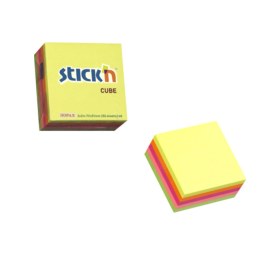 Resim Stickn 50x50mm Küp Blok Neon 5 Renk Yapışkanlı Not Kağıdı 250 Yaprak 4 Paket 21203 
