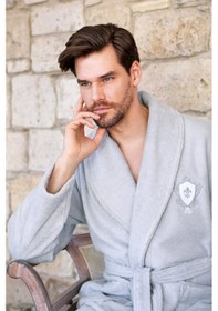 Resim Özdilek Wedding Aile Bornoz Seti Gri - Pudra 