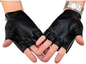 Resim Generic Punk Hip Hop Yarım Parmak Eldiven Nefes Alabilir Kaymaz Aşınmaya dayanıklı Suni Deri Motosiklet Partisi Sürüş Için Parmaksız Eldivenler 