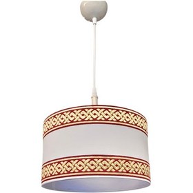 Resim Bordo Gold Dokuma Şeritli Sarkıt Avize Krem Rengi Bej-Krem 