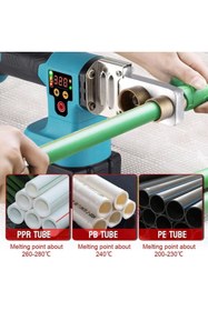 Resim OG GERMANY STEEL ALMAN 928Vf 15 PİLLİ ÇİFT AKÜ PLASTİK PVC BORU KAYNAK MAKİNASI KALIP KAFA HEDİYELİ 