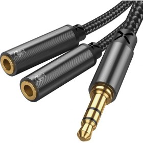 Resim Joyroom SY-A04 Splitter Y Kulaklık Ayırıcı Ses Kablosu 0,2 M-Siyah 