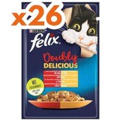 Resim Felix Pouch Doubly Delicious Sığır Etli ve Tavuklu Yaş Kedi Maması 85 Gr - BOX - 26 Adet 