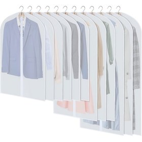 Resim 12 Adet Şeffaf Fermuarlı Toz Geçirmez Kıyafet Torbası, Yatak Odası, Dolap ve Yurt Düzeni İçin İdeal Koruyucu Kapak 