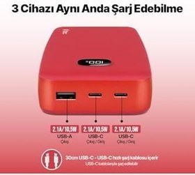 Resim Ttec 2BB211 ChargeUp LCD 20.000 mAh Taşınabilir Hızlı Şarj Aleti/Powerbank (Kırmızı) 