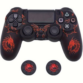 Resim PS4 Kontrol Cihazı Işık Bej Kaymaz Tutuşlu - Silikon Kılıf Koruyucu Kılıf PS4 Slim/Pro Kablosuz/Kablolu Oyun Kumandası için - Ejderha Oyma Tasarımı, Dokulu Tutuş ve Şok Emici - 2 Ejderha Başparmak Tutuş Kapakları Dahil - Hafif, Kolay Kurulum, Çizik/Toz Koruma, Oyun Aksesuarı | Şık Oyun Kumandası | Şok Emici Malzeme 