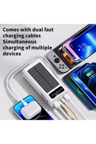 Resim pukotech Güneş enerji powerbank solar 50000mah PD 22.5W hızlı şarj dahili kablolar taşınabilir şarj ışıklı 