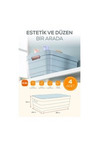 Resim Vienev 4'lü Kapaklı 10,8 Litre Saklama Kutusu Bej Bej 