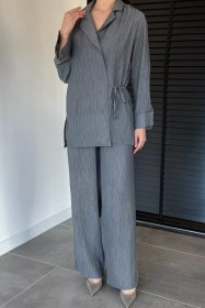 Resim Perry Kadın Ön Bağlamalı Kimono İkili Takım Antrasit TZL-P-00020750 