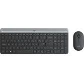 Resim Logitech MK470 Kablosuz Ince Ingilizce Q Klavye + Mouse Seti Siyah 