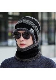 Resim Kışlık Erkek Trend Örgü Şapka Ve Boyunluk Seti Siyah 