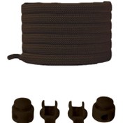 Resim Heel'sUp Yassı Akıllı Kilitli Elastik Ayakkabı Bağcık Kahverengi / Elastic Shoelace Brown Flat 