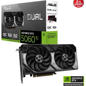Resim Sylar Asus DUAL-RTX5060TI-O16G RTX5060TI 16GB Gddr7 128BIT 3xdp/1xhdmı 