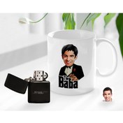 Resim Bk Gift Kişiye Özel Babalar Günü Hediyesi Godfather Baba Karikatürlü Kupa Bardak Ve Benzinli Çakmak Seti-4 
