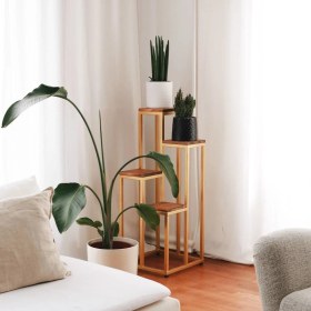 Resim Evodeko Gold Masif Ahşap Çiçeklik 