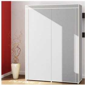 Resim Teknor 2 Bölmeli Gri Metal Profilli Bez Dolap Ayakkabılık 